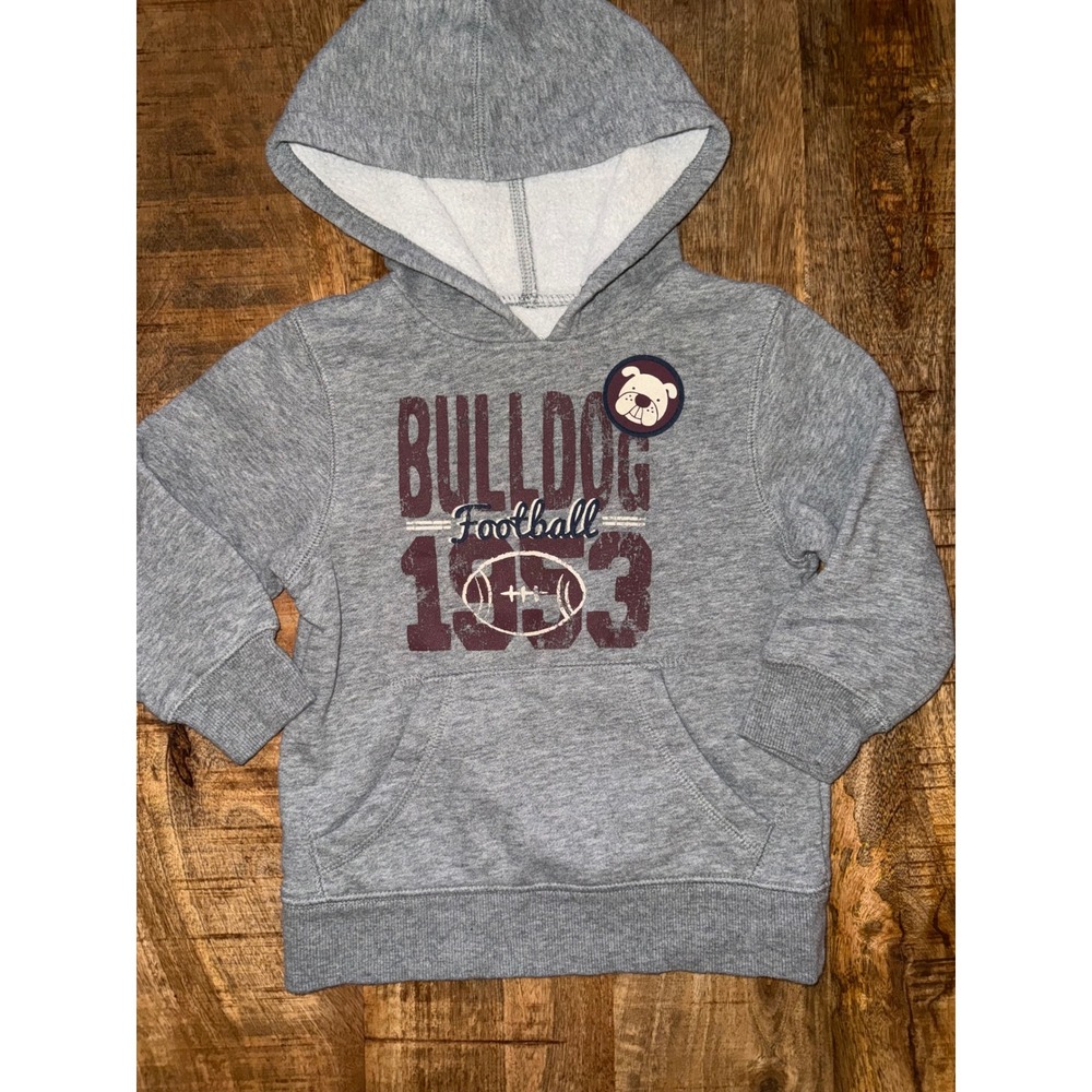 Jumping Beans Toddler Boys Grey Bulldog Football Graphic Fleece Hoodie 2T
